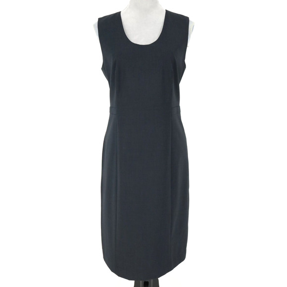 Ann Taylor Dress Womens 10 Dark Gray Black Sheath Wool Blend Lined Zip Career - Picture 1 of 13